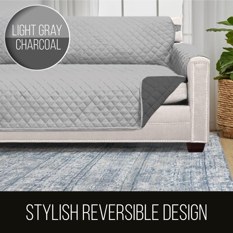 Sofa Shield Patented Sectional Couch Slip Cover, Cushion Protector, US Designed Reversible Stain and Dog Tear Resistant Slipcover, 30x30 inch Seat, Washable Covers for Dogs Pets, Light Gray Charcoal - Image 4